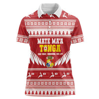 Personalised Tonga Rugby Christmas Women Polo Shirt Mate Maa Tonga Ngatu Pattern - Polynesian Pride