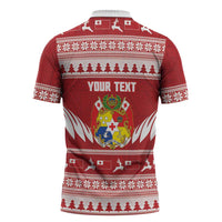 Personalised Tonga Rugby Christmas Zipper Polo Shirt Mate Maa Tonga Ngatu Pattern LT14 - Polynesian Pride