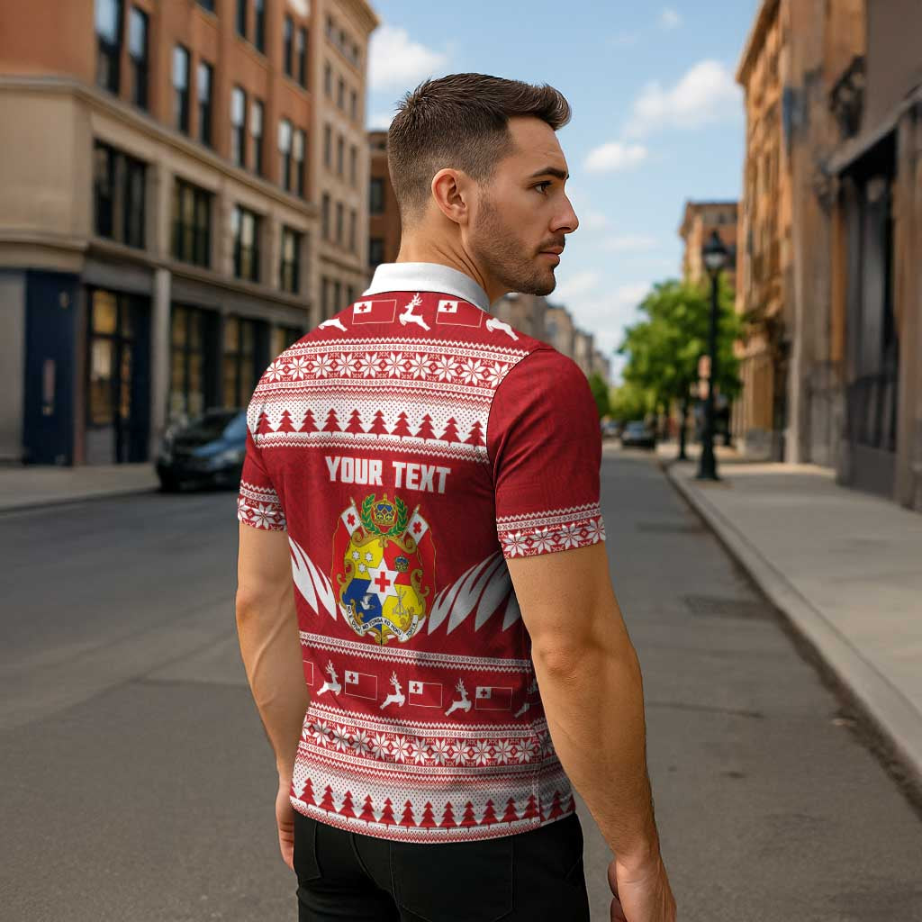 Personalised Tonga Rugby Christmas Zipper Polo Shirt Mate Maa Tonga Ngatu Pattern LT14 - Polynesian Pride