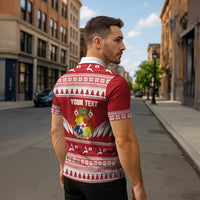 Personalised Tonga Rugby Christmas Zipper Polo Shirt Mate Maa Tonga Ngatu Pattern LT14 - Polynesian Pride