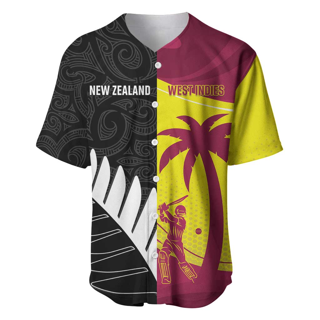 New Zealand and West Indies Cricket Custom Baseball Jersey Black Cap Windies Together LT14 Black - Polynesian Pride