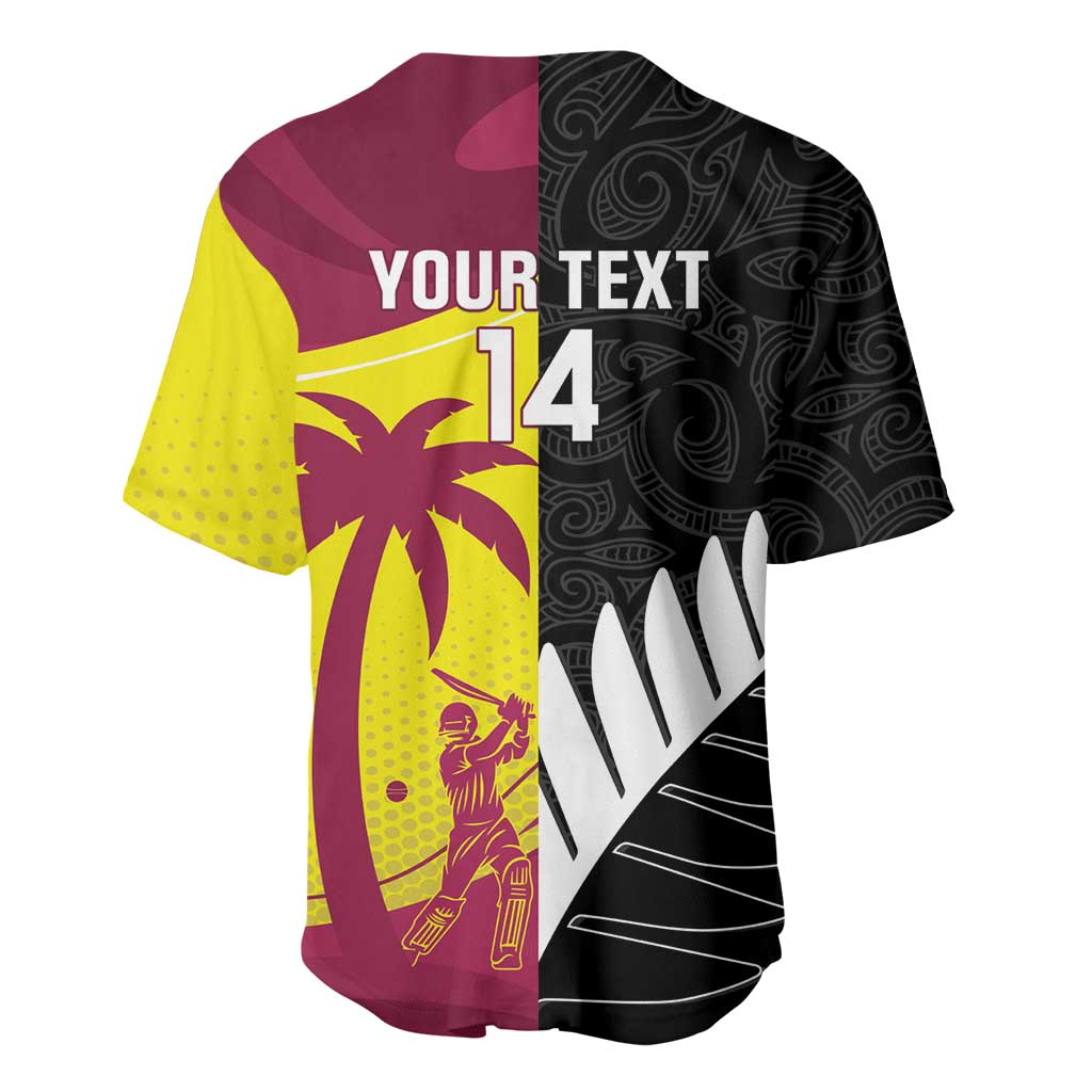 New Zealand and West Indies Cricket Custom Baseball Jersey Black Cap Windies Together LT14 - Polynesian Pride