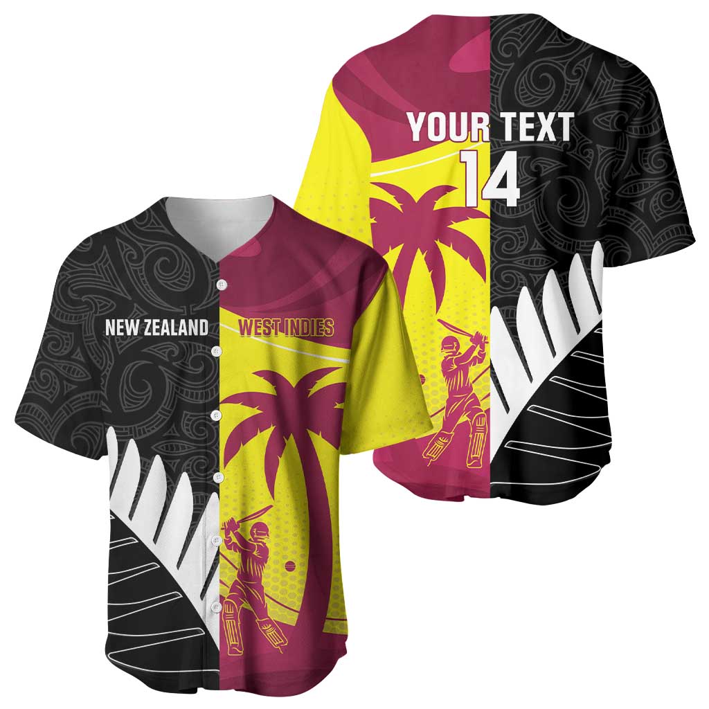 New Zealand and West Indies Cricket Custom Baseball Jersey Black Cap Windies Together LT14 - Polynesian Pride