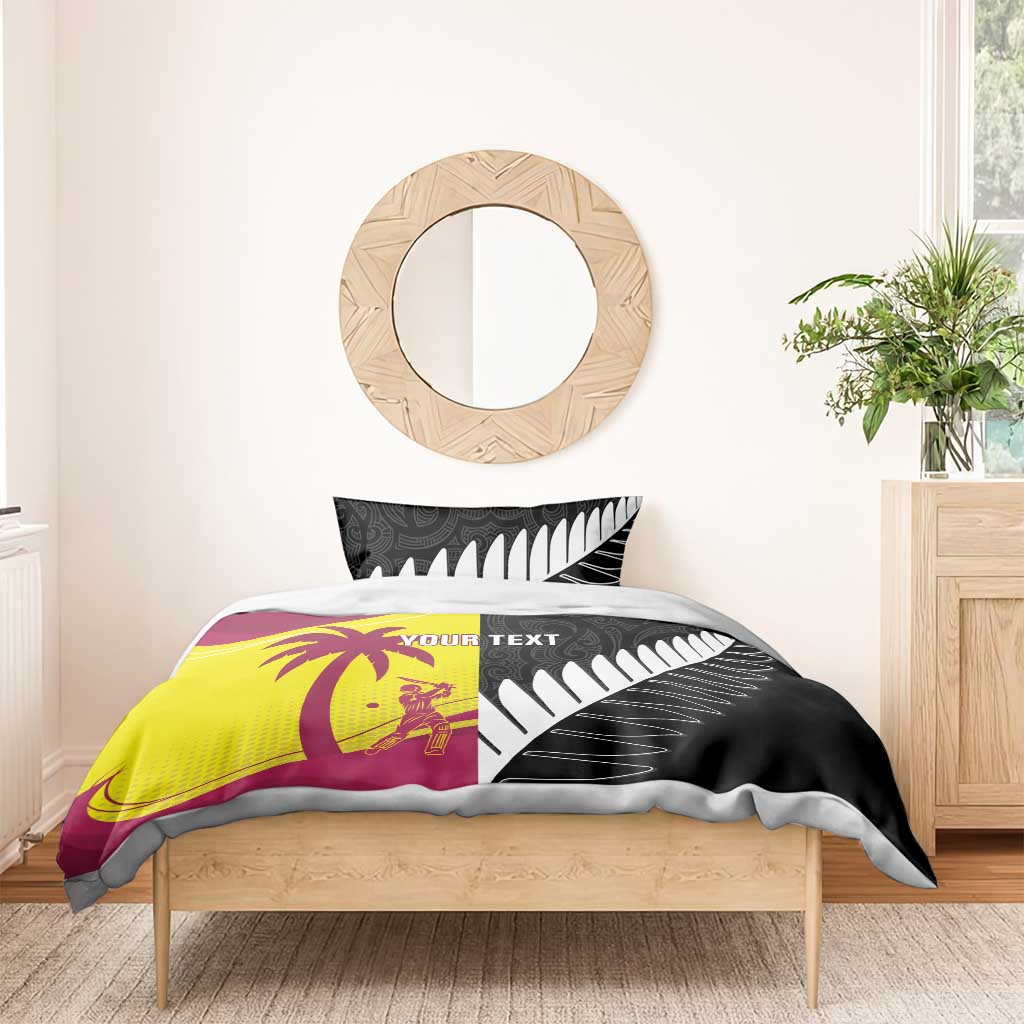 New Zealand and West Indies Cricket Custom Bedding Set Black Cap Windies Together - Polynesian Pride