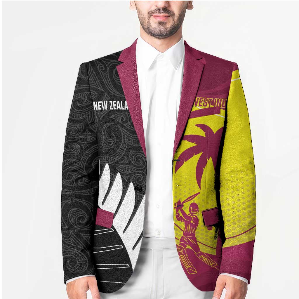 New Zealand and West Indies Cricket Custom Blazer Black Cap Windies Together - Polynesian Pride