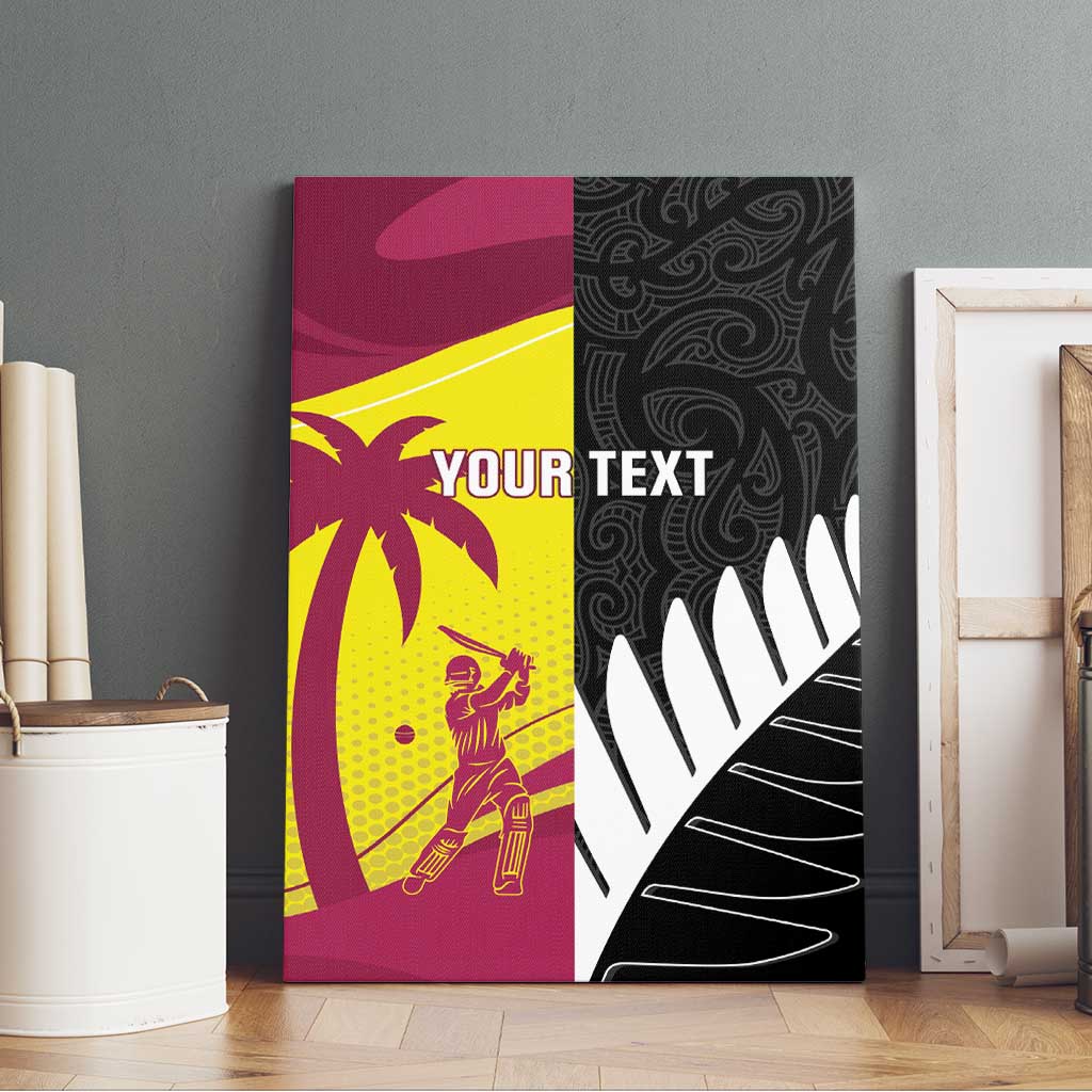 New Zealand and West Indies Cricket Custom Canvas Wall Art Black Cap Windies Together - Polynesian Pride