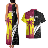 New Zealand and West Indies Cricket Custom Couples Matching Tank Maxi Dress and Hawaiian Shirt Black Cap Windies Together LT14 - Polynesian Pride