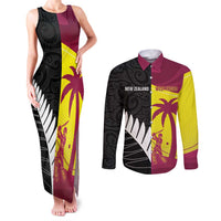 New Zealand and West Indies Cricket Custom Couples Matching Tank Maxi Dress and Long Sleeve Button Shirt Black Cap Windies Together LT14 Black - Polynesian Pride