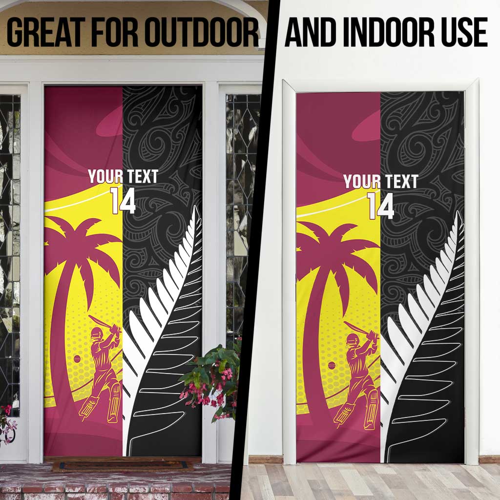 New Zealand and West Indies Cricket Custom Door Cover Black Cap Windies Together - Polynesian Pride