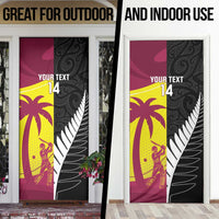 New Zealand and West Indies Cricket Custom Door Cover Black Cap Windies Together - Polynesian Pride