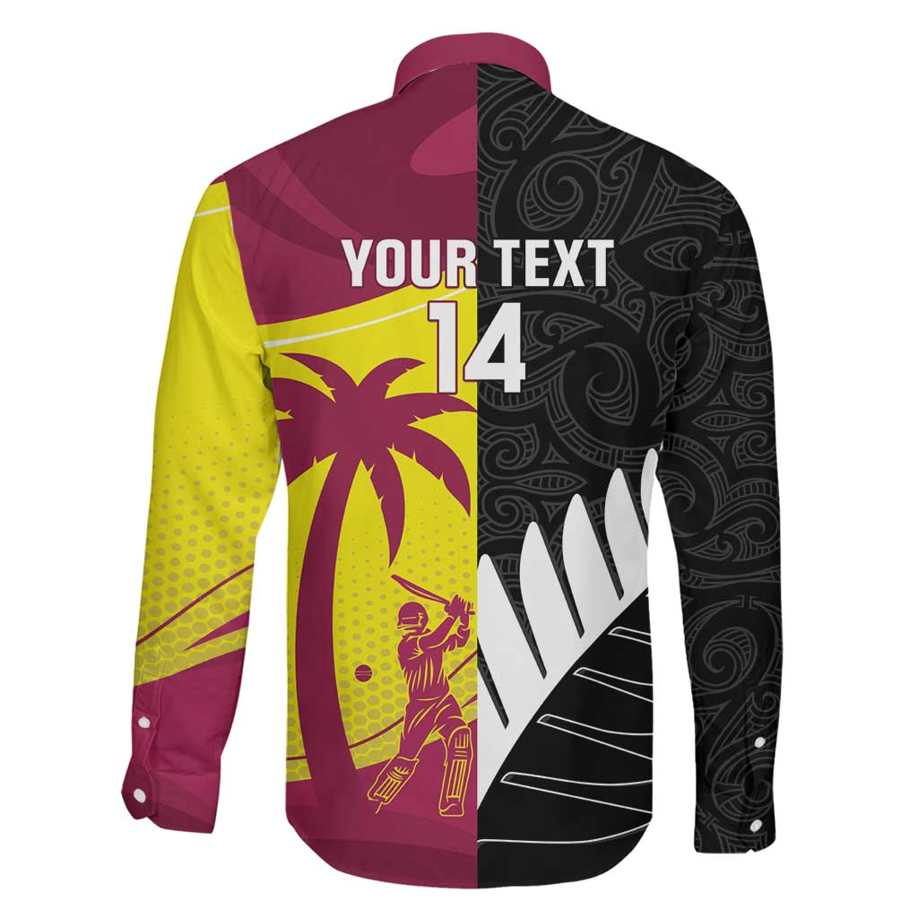 New Zealand and West Indies Cricket Custom Family Matching Off Shoulder Maxi Dress and Hawaiian Shirt Black Cap Windies Together LT14 - Polynesian Pride