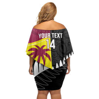 New Zealand and West Indies Cricket Custom Family Matching Off Shoulder Short Dress and Hawaiian Shirt Black Cap Windies Together LT14 - Polynesian Pride