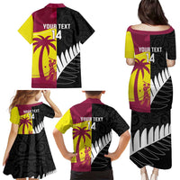 New Zealand and West Indies Cricket Custom Family Matching Puletasi and Hawaiian Shirt Black Cap Windies Together LT14 - Polynesian Pride