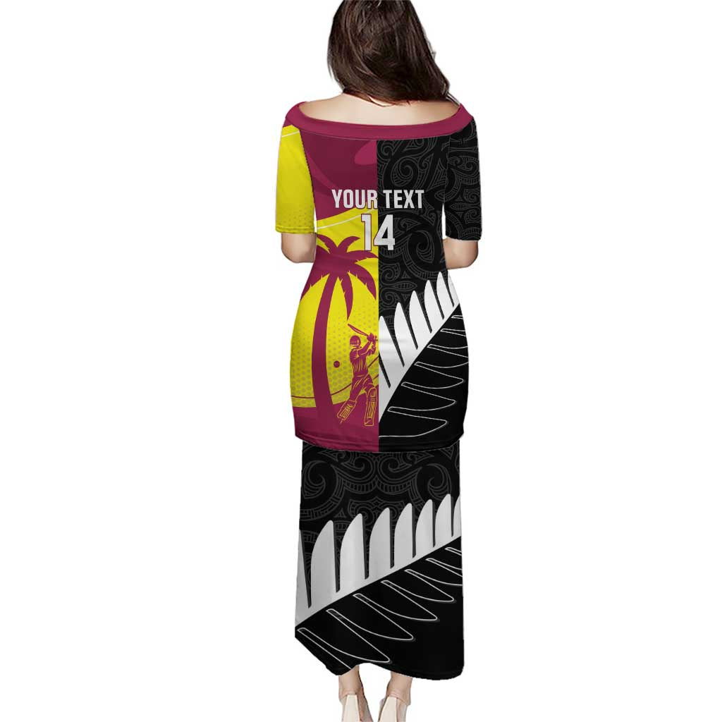 New Zealand and West Indies Cricket Custom Family Matching Puletasi and Hawaiian Shirt Black Cap Windies Together LT14 - Polynesian Pride