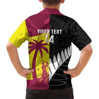 New Zealand and West Indies Cricket Custom Family Matching Summer Maxi Dress and Hawaiian Shirt Black Cap Windies Together LT14 - Polynesian Pride