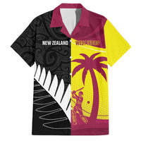 New Zealand and West Indies Cricket Custom Family Matching Tank Maxi Dress and Hawaiian Shirt Black Cap Windies Together LT14 Dad's Shirt - Short Sleeve Black - Polynesian Pride