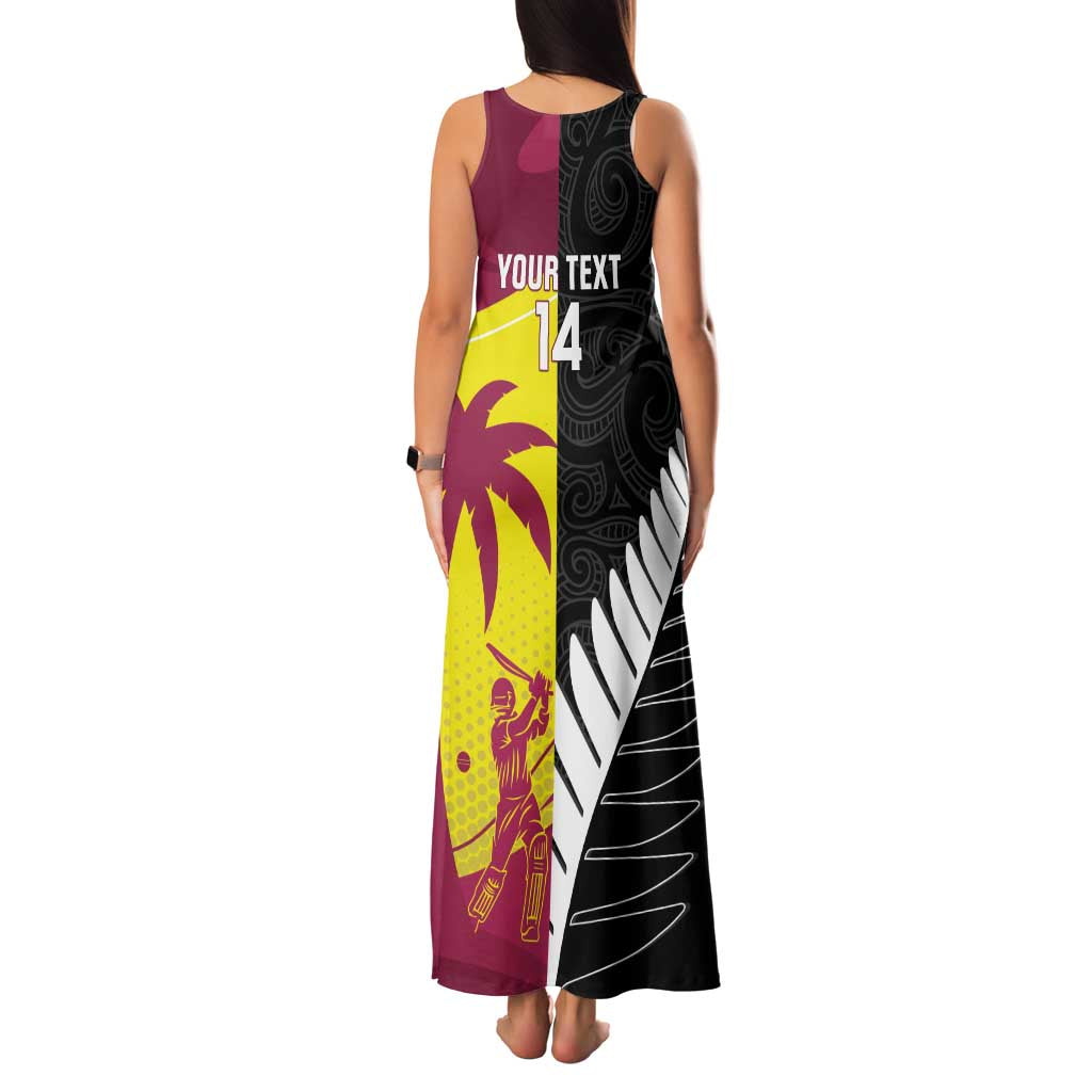 New Zealand and West Indies Cricket Custom Family Matching Tank Maxi Dress and Hawaiian Shirt Black Cap Windies Together LT14 - Polynesian Pride