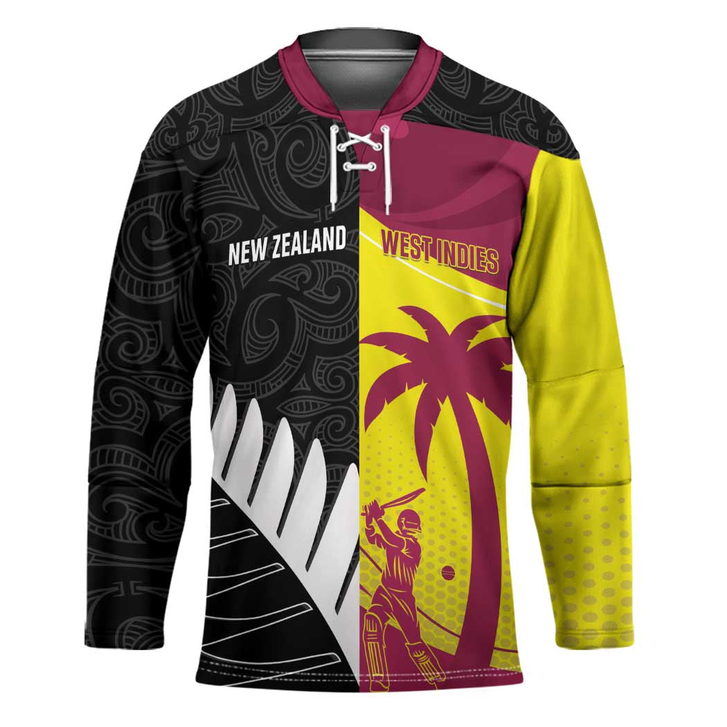 New Zealand and West Indies Cricket Custom Hockey Jersey Black Cap Windies Together - Polynesian Pride