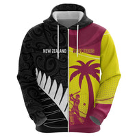 New Zealand and West Indies Cricket Custom Hoodie Black Cap Windies Together - Polynesian Pride
