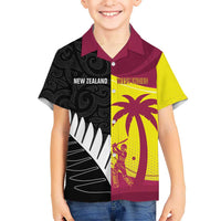 New Zealand and West Indies Cricket Custom Kid Hawaiian Shirt Black Cap Windies Together LT14 Kid Black - Polynesian Pride
