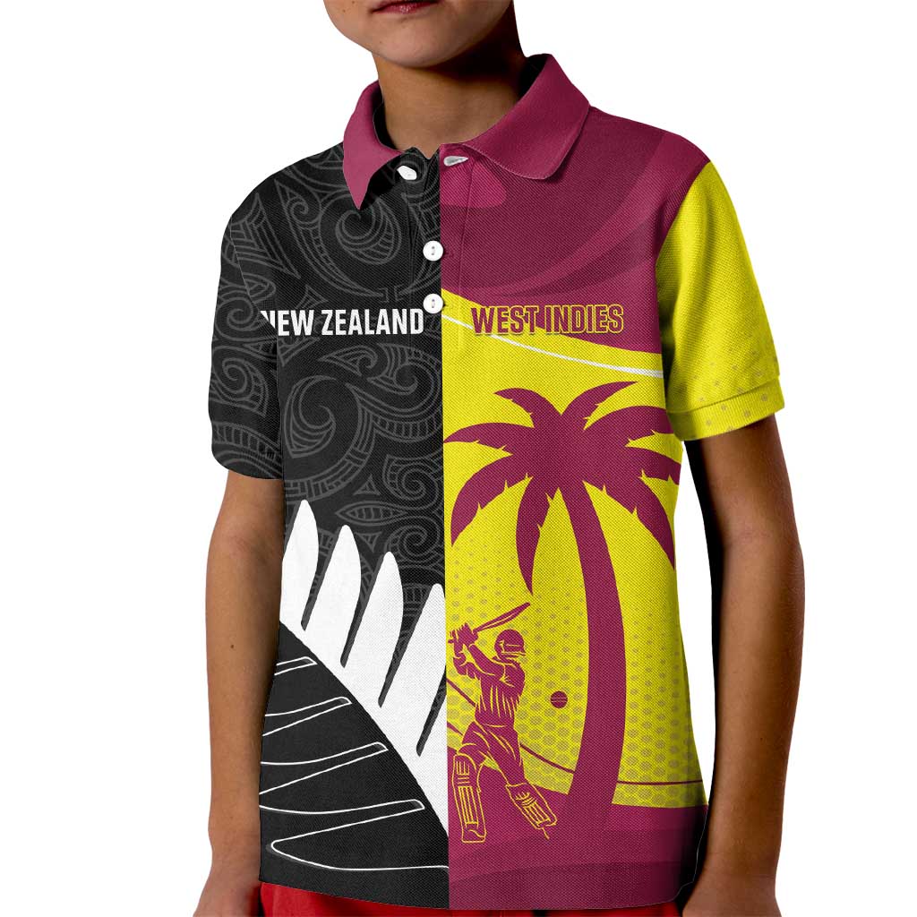 New Zealand and West Indies Cricket Custom Kid Polo Shirt Black Cap Windies Together LT14 Kid Black - Polynesian Pride