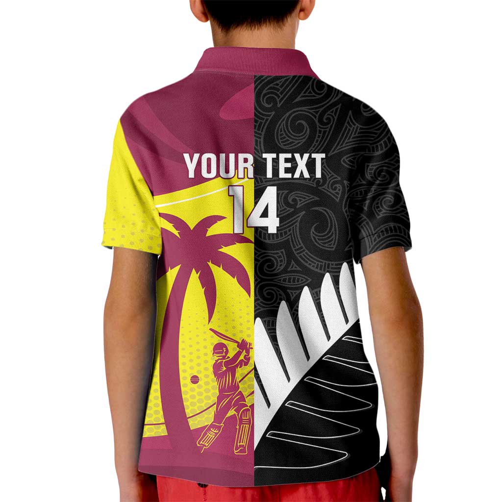 New Zealand and West Indies Cricket Custom Kid Polo Shirt Black Cap Windies Together LT14 - Polynesian Pride