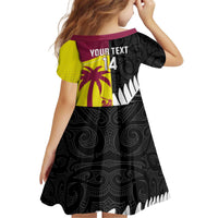 New Zealand and West Indies Cricket Custom Kid Short Sleeve Dress Black Cap Windies Together LT14 - Polynesian Pride