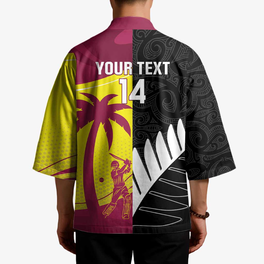 New Zealand and West Indies Cricket Custom Kimono Black Cap Windies Together - Polynesian Pride