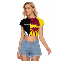 New Zealand and West Indies Cricket Custom Raglan Cropped T Shirt Black Cap Windies Together LT14 Female Black - Polynesian Pride