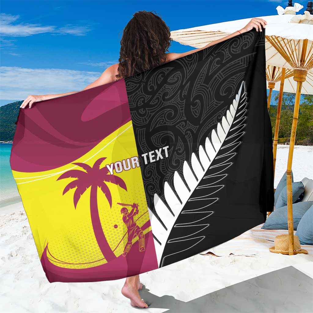 New Zealand and West Indies Cricket Custom Sarong Black Cap Windies Together LT14 One Size 44 x 66 inches Black - Polynesian Pride