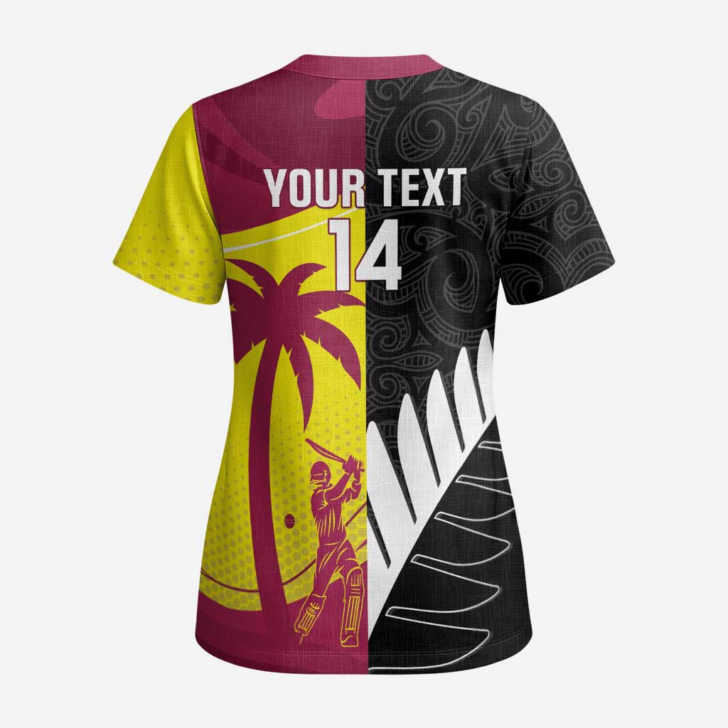 New Zealand and West Indies Cricket Custom Scrub Top Black Cap Windies Together LT14 - Polynesian Pride