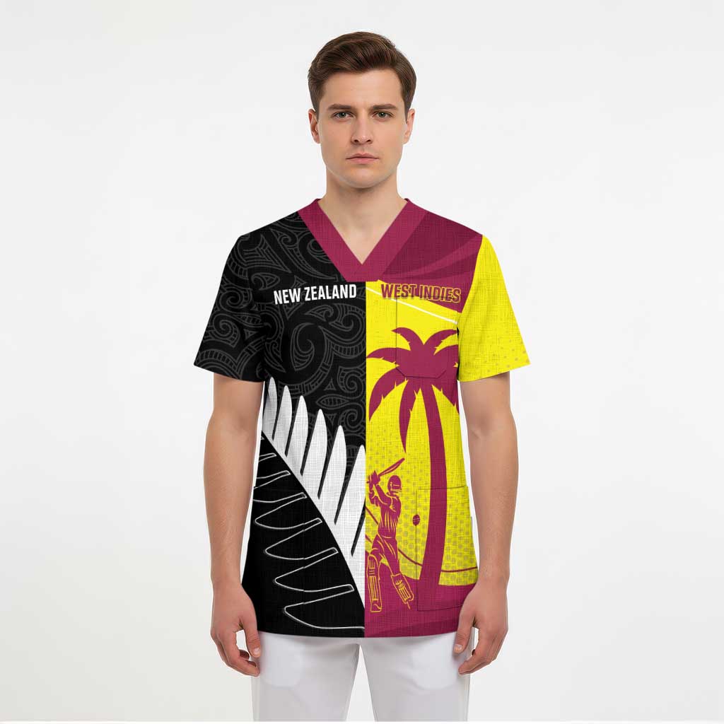 New Zealand and West Indies Cricket Custom Scrub Top Black Cap Windies Together LT14 - Polynesian Pride