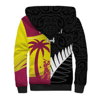 New Zealand and West Indies Cricket Custom Sherpa Hoodie Black Cap Windies Together LT14 - Polynesian Pride