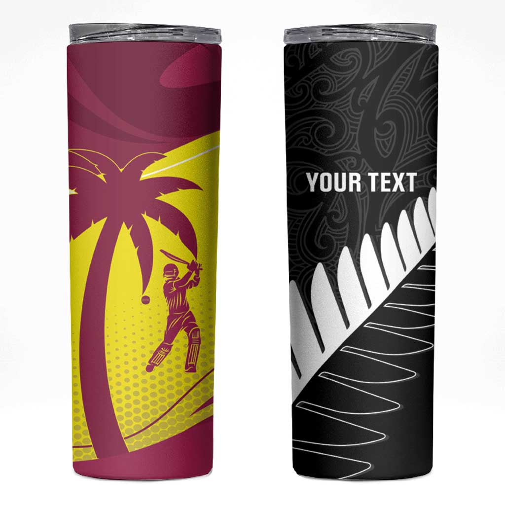 New Zealand and West Indies Cricket Custom Skinny Tumbler Black Cap Windies Together LT14 Black - Polynesian Pride
