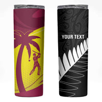 New Zealand and West Indies Cricket Custom Skinny Tumbler Black Cap Windies Together LT14 Black - Polynesian Pride