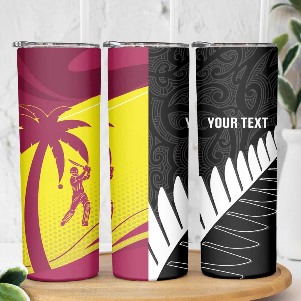 New Zealand and West Indies Cricket Custom Skinny Tumbler Black Cap Windies Together LT14 - Polynesian Pride