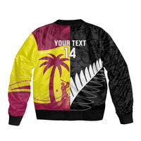 New Zealand and West Indies Cricket Custom Sleeve Zip Bomber Jacket Black Cap Windies Together LT14 - Polynesian Pride