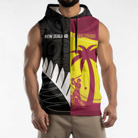 New Zealand and West Indies Cricket Custom Sleeveless Hoodie Black Cap Windies Together LT14 - Polynesian Pride