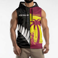 New Zealand and West Indies Cricket Custom Sleeveless Zip Hoodie Black Cap Windies Together LT14 - Polynesian Pride