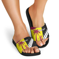 New Zealand and West Indies Cricket Custom Slide Sandals Black Cap Windies Together - Polynesian Pride