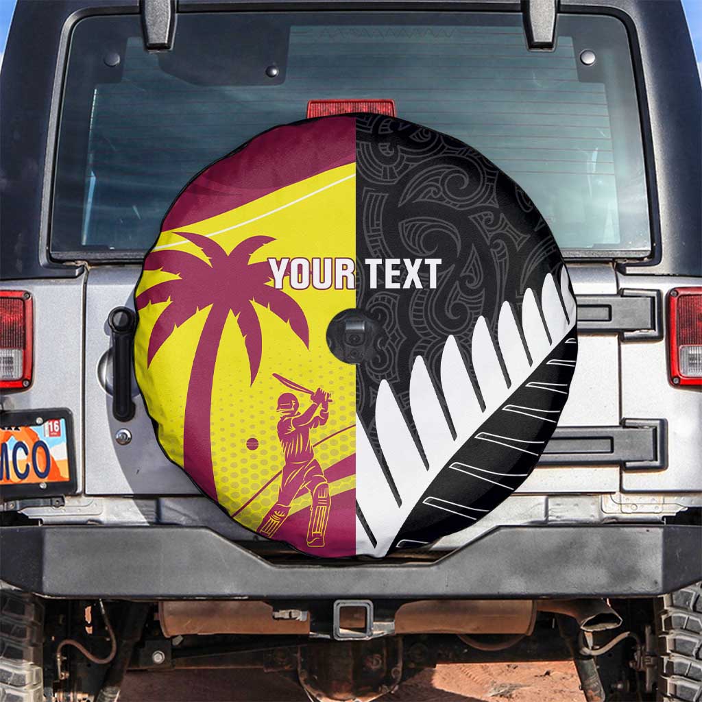 New Zealand and West Indies Cricket Custom Spare Tire Cover Black Cap Windies Together LT14 Black - Polynesian Pride