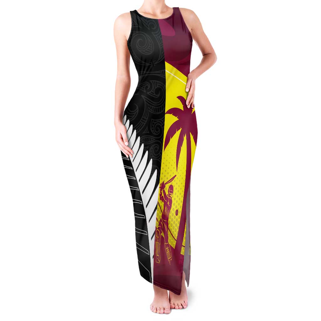 New Zealand and West Indies Cricket Custom Tank Maxi Dress Black Cap Windies Together LT14 Women Black - Polynesian Pride