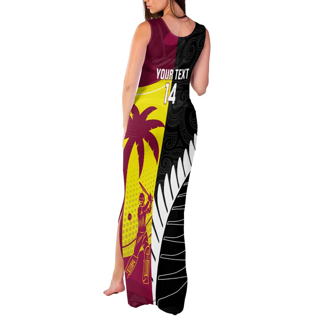 New Zealand and West Indies Cricket Custom Tank Maxi Dress Black Cap Windies Together LT14 - Polynesian Pride