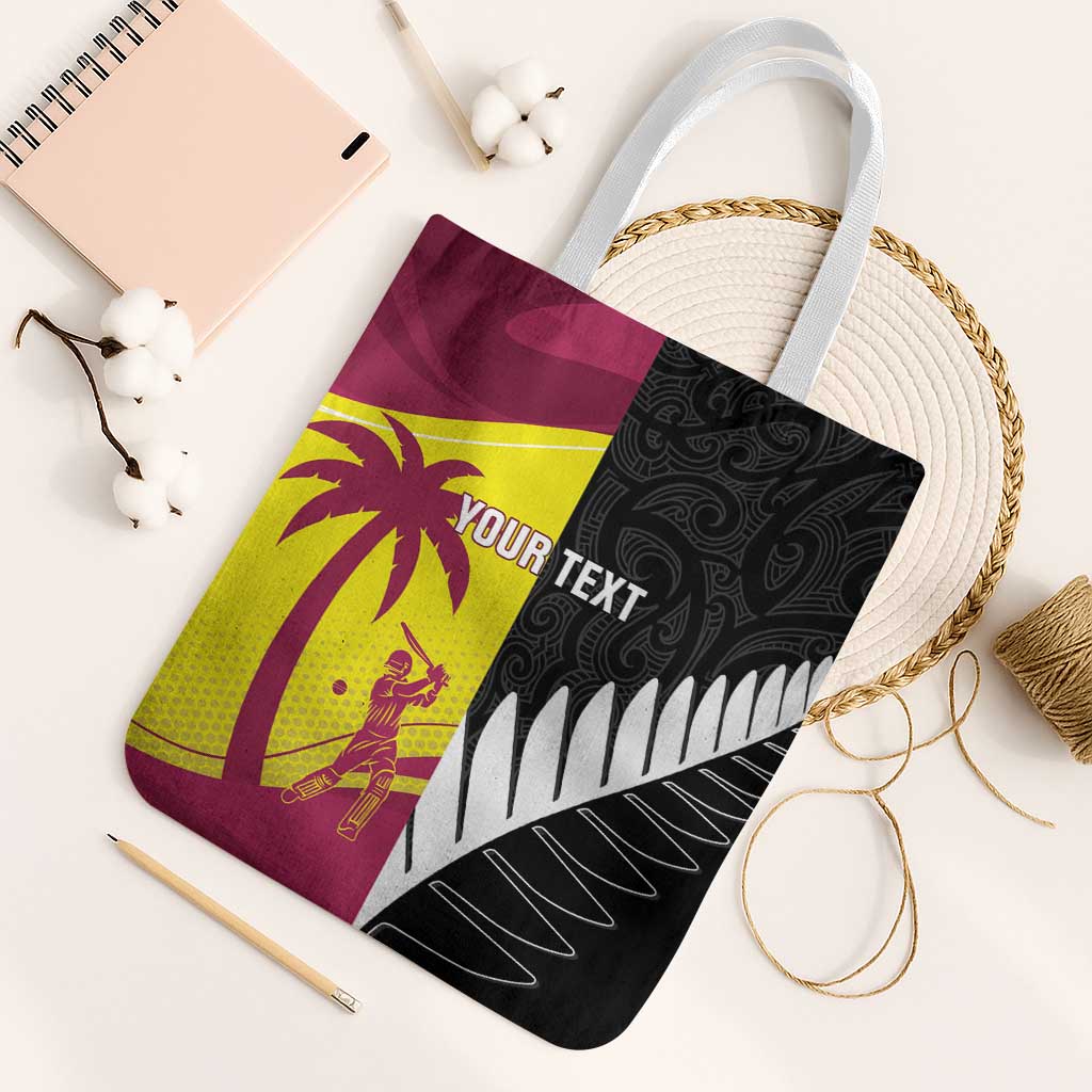 New Zealand and West Indies Cricket Custom Tote Bag Black Cap Windies Together - Polynesian Pride