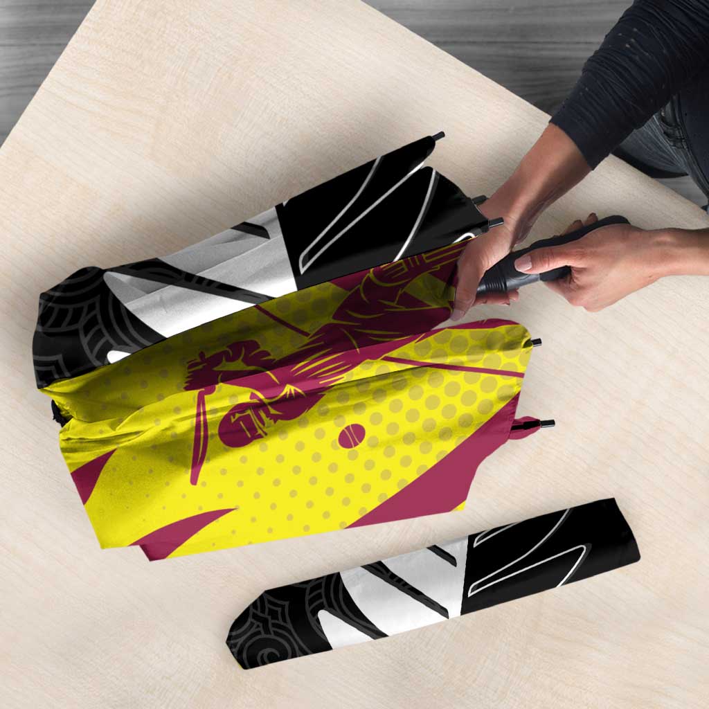 New Zealand and West Indies Cricket Custom Umbrella Black Cap Windies Together - Polynesian Pride