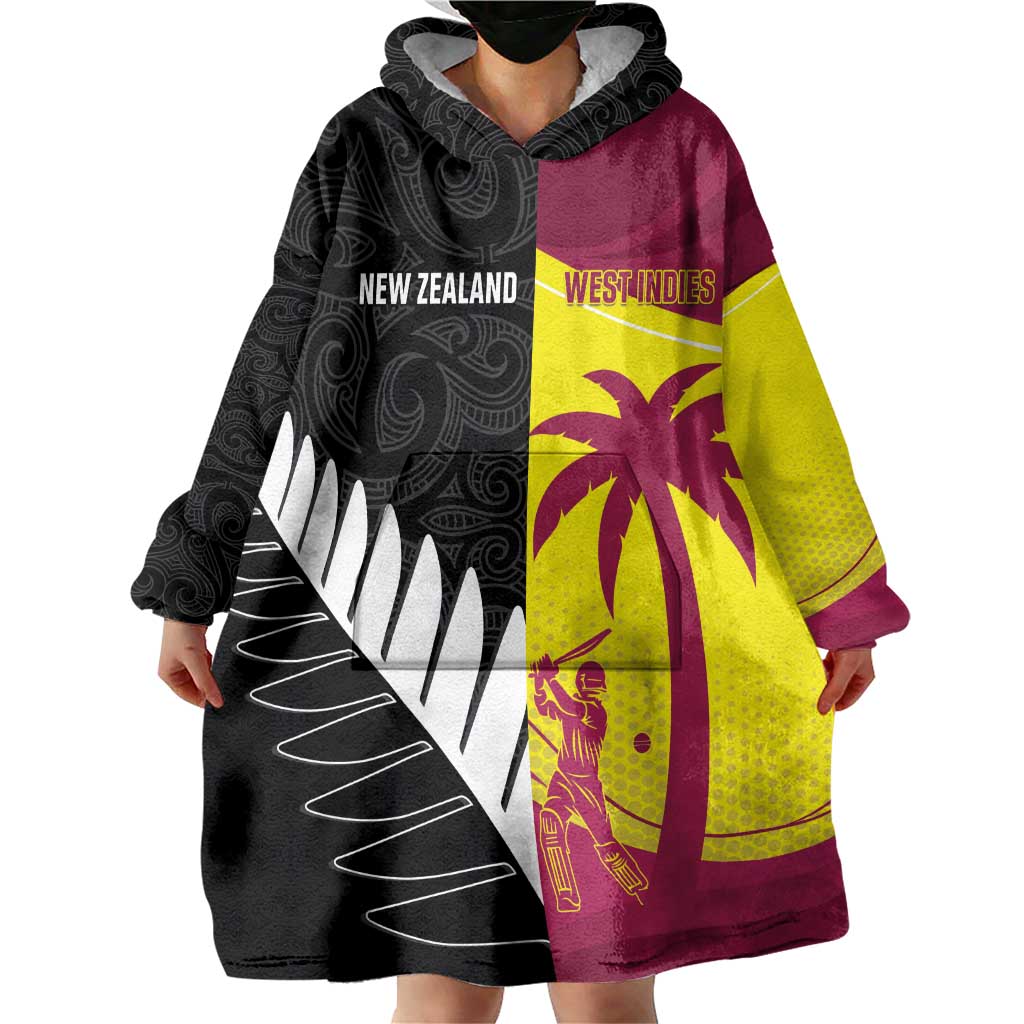 New Zealand and West Indies Cricket Custom Wearable Blanket Hoodie Black Cap Windies Together LT14 - Polynesian Pride