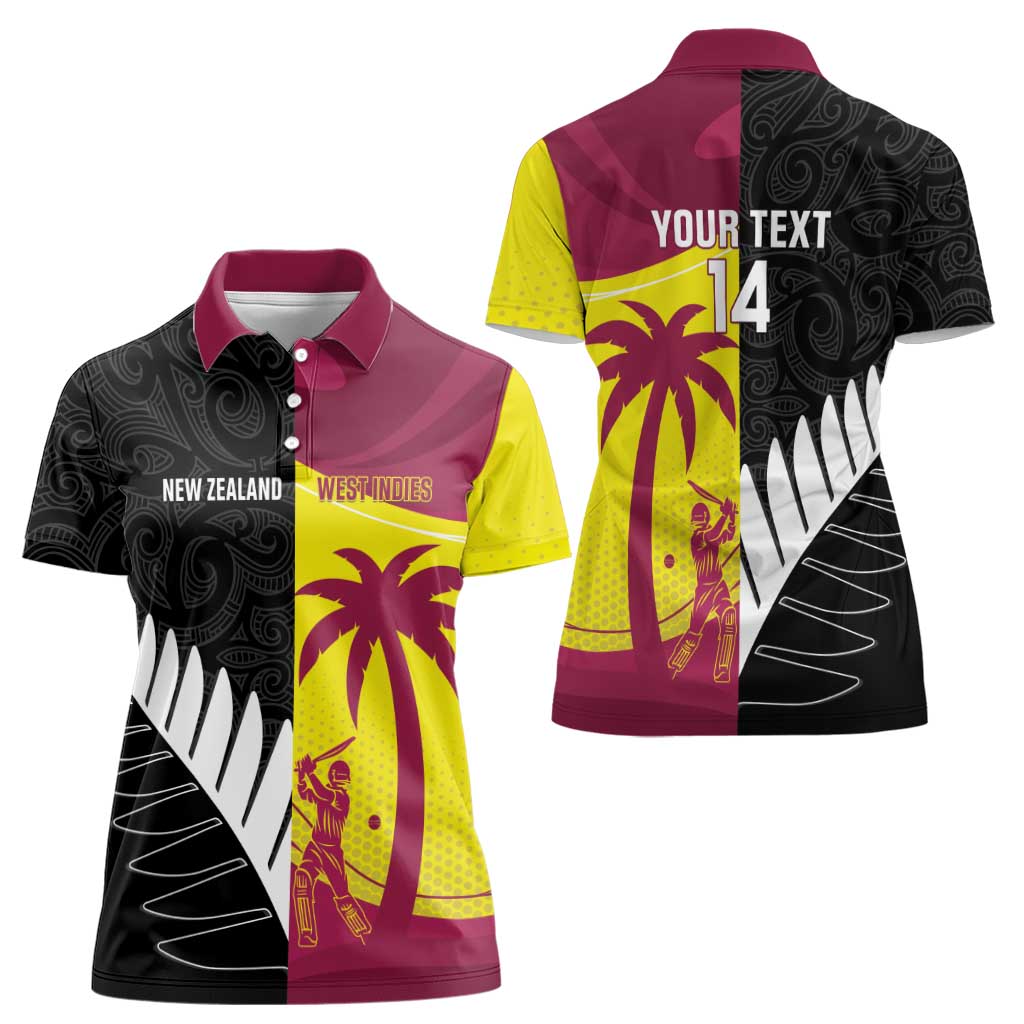 New Zealand and West Indies Cricket Custom Women Polo Shirt Black Cap Windies Together LT14 - Polynesian Pride