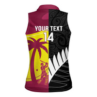 New Zealand and West Indies Cricket Custom Women Sleeveless Polo Shirt Black Cap Windies Together LT14 - Polynesian Pride