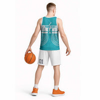 New Zealand Silver Fern Cricket Custom Basketball Jersey Black Cap Teal Maori Pattern - Polynesian Pride