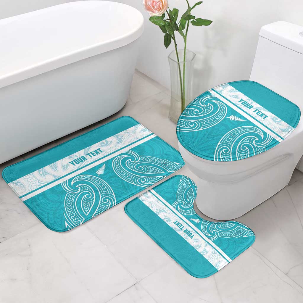 New Zealand Silver Fern Cricket Custom Bathroom Set Black Cap Teal Maori Pattern LT14 - Polynesian Pride